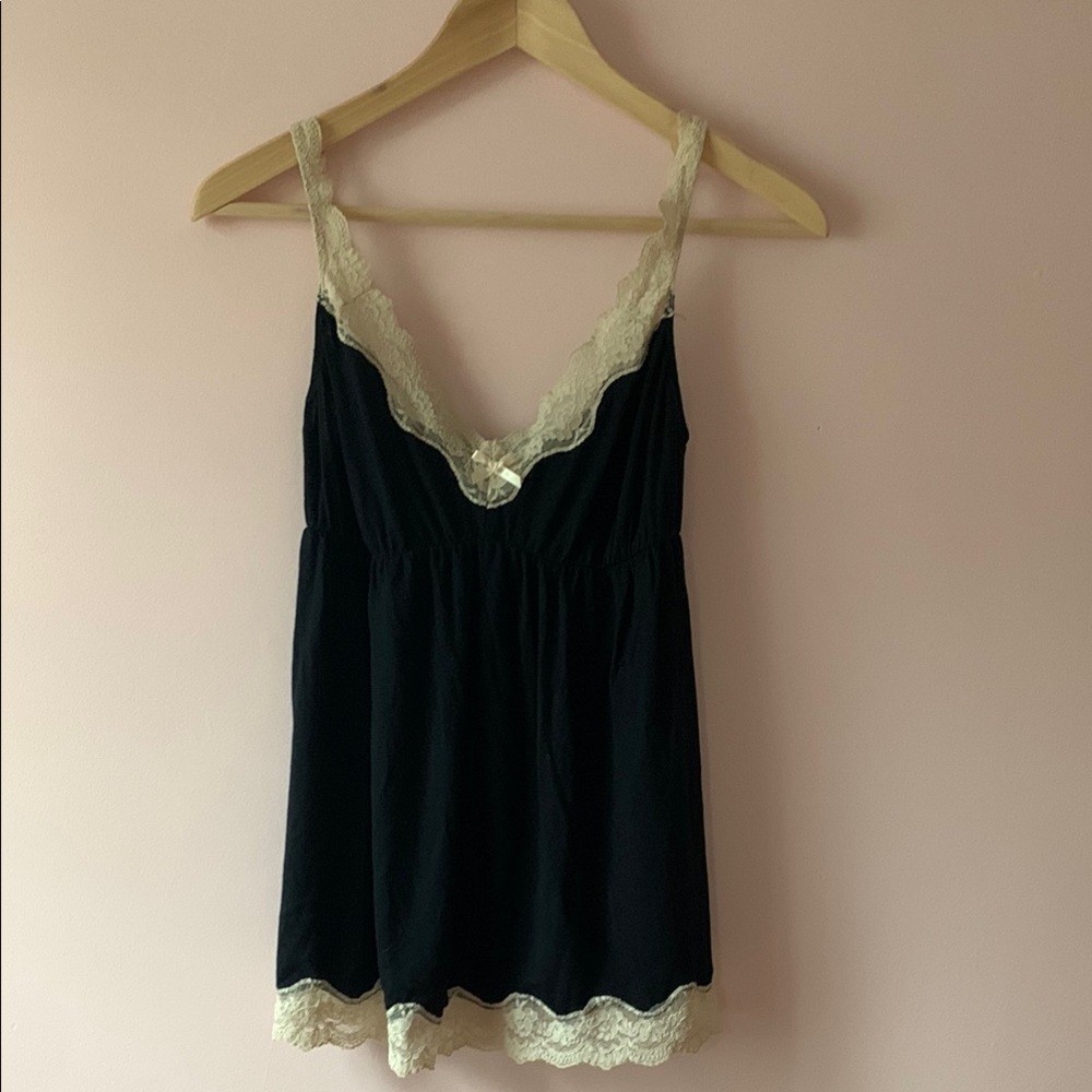 Eberjey cotton modal  Black Lace Trim Camisole M